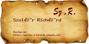 Szolár Richárd névjegykártya