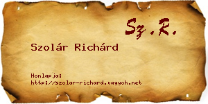Szolár Richárd névjegykártya